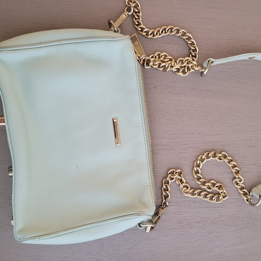 Rebecca Minkoff mint and gold handbag